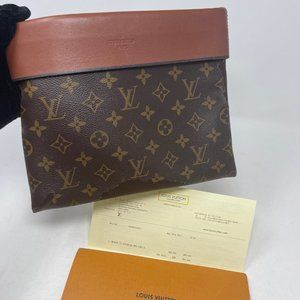 LOUIS VUITTON Monogram Tuileries Clutch Caramel 188771